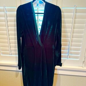 Forest Green Velvet Plunge Bodycon Dress